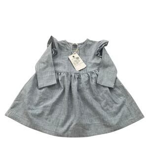 Vintage NWT Korango Kid's Blue Button Front Frilled Dress Size 6-12M